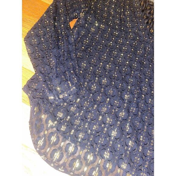 J. Crew, women's black sparkly sheer long sleeve silk blend blouse size 2 - Picture 3 of 10